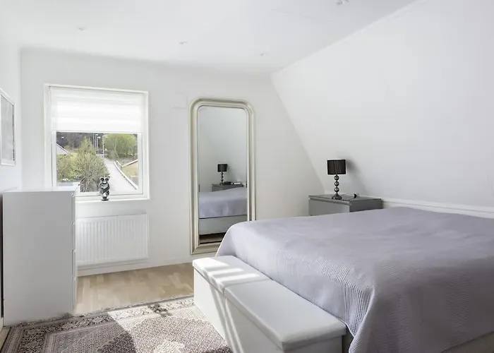 Modernt Hus Med Parkeringsplatser Och Traedgard